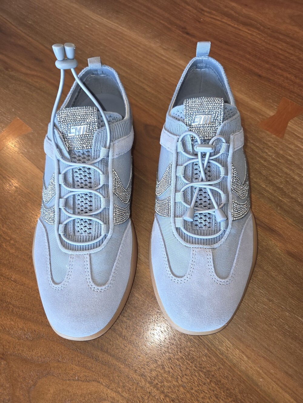 Steve Madden Women's Light Blue Crystal-Embellished Slip-On Sneakers